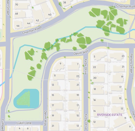 According to the Odewahn family, the original location of the farm was alongside the creek around the Riverview Estate area with the edge of the farm located where the proposed park is now situated.